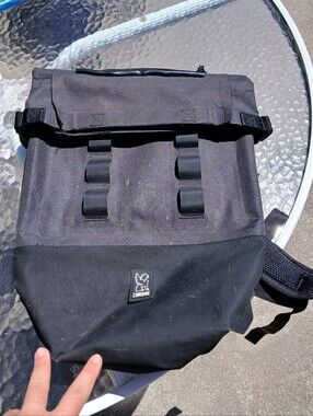 Chrome Industries Black Roll-Top Backpack with Attachment Loops